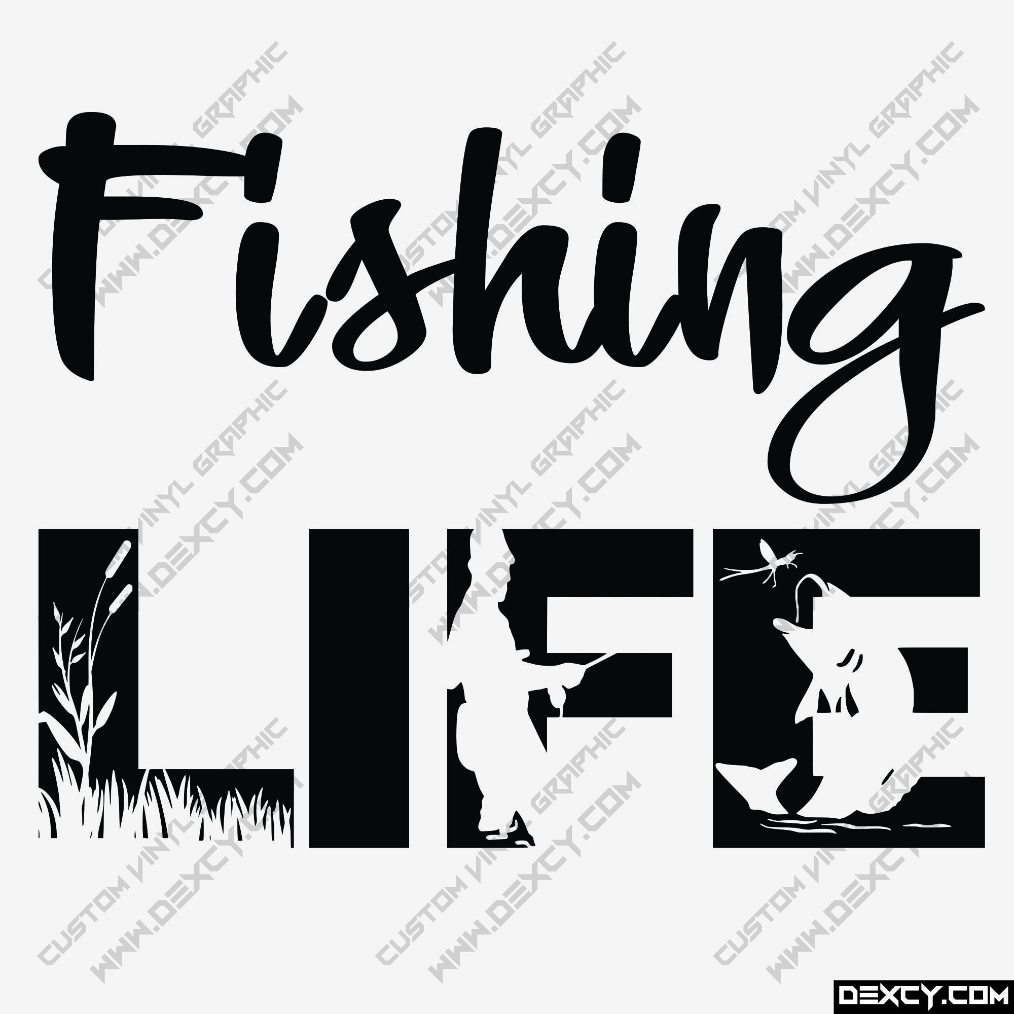 Fishing Life vinyl decal, Fishing Vinyl Decal Sticker Custom Outdoor Vinyl  Decal Sticker Car Truck Boat Windows Doors Walls